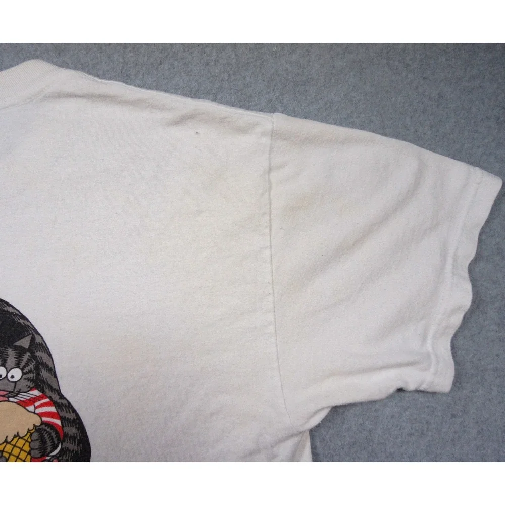 Vintage B Kliban Shirt Mens Large White Cat Graphic Tee Sushi Hawaii Adult